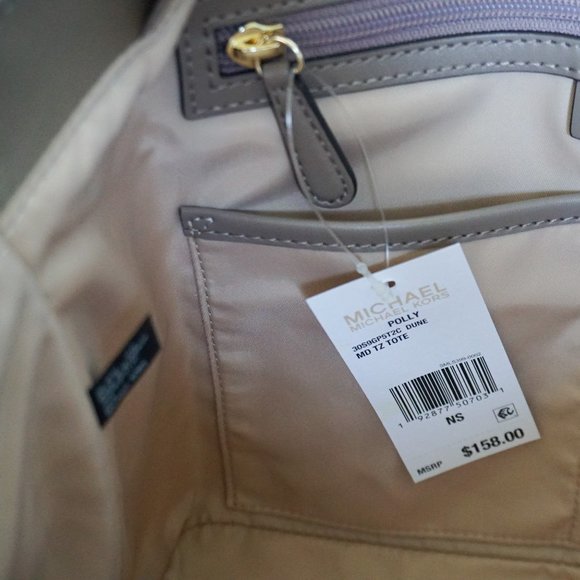 Michael Kors Polly MD Tote Nylon Tote Bag Dune - Picture 9 of 12